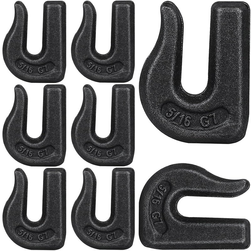 V-chen 8Pcs Weld-On Chain Hook, 5/16 Inch Grade 70 Clevis Grab Hooks for Tractor Bucket, Heavy Duty Grab Hook Weldable for Chain Pulling and Lifting, Forged Steel Weld Hooks for Rigging/Forklift Trailer - Image 1